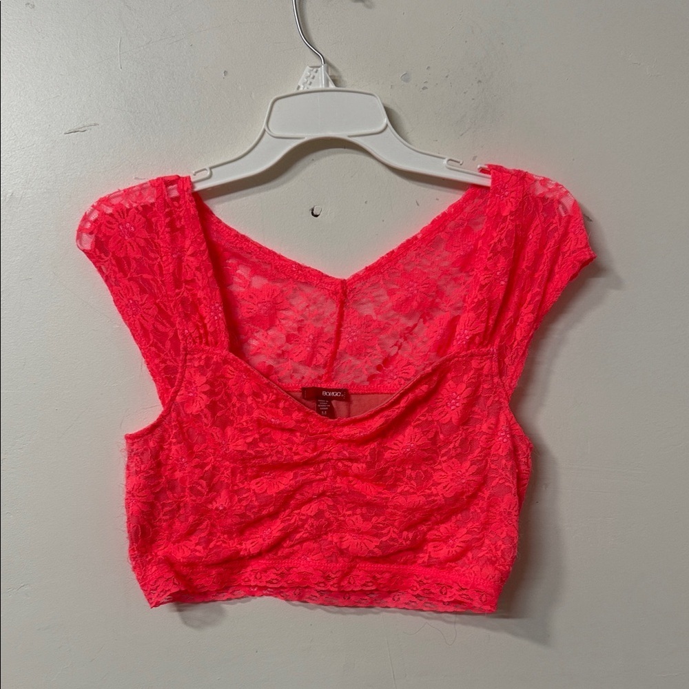 BONGO Pink Lace Crop Top super cute Y2K